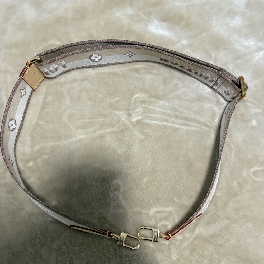 Louis Vuitton Beige and Taupe Monogram Webbing Shoulder Strap with Gold Hardware